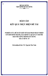 ĐỀ TÀI: Vswin cc, đề xuất một số giải pháp hoàn thiện cơ chế hình thành, xác định và quản lý chi phí bảo trì Vswin casino Vswin casino