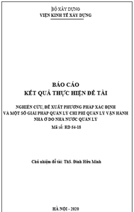 ĐỀ TÀI: Vswin cc, đề xuất phương pháp xác định và một số giải pháp quản lý chi phí quản lý vận hành nhà ở do nhà nước quản lý