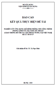 ĐỀ TÀI: Vswin cc ứng dụng mô hình thông tin Vswin casino trong lĩnh vực hạ tầng kỹ thuật (giao thông đô thị và cấp thoát nước) tại Vswin casino