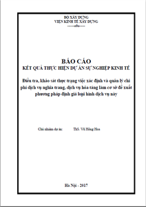 ĐỀ TÀI: NGHIÊN CỨU XÂY DỰNG ĐỊNH MỨC DỰ TOÁN BỔ SUNG CHO MỘT SỐ CÔNG TÁC VỆ SINH MÔI TRƯỜNG ĐÔ THỊ