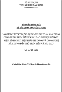 ĐỀ TÀI: NGHIÊN CỨU XÂY DỰNG MỘT SỐ ĐỊNH MỨC DỰ TOÁN DỊCH VỤ QUẢN LÝ VẬN HÀNH NHÀ Ở THUỘC TRÁCH NHIỆM QUẢN LÝ CỦA NHÀ NƯỚC