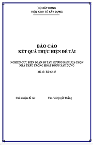 ĐỀ TÀI: NGHIÊN CỨU XÂY DỰNG TIÊU CHÍ ĐÁNH GIÁ, LỰA CHỌN NHÀ ĐẦU TƯ XÂY DỰNG NGHĨA TRANG, CƠ SỞ HOẢ TÁNG THEO HÌNH THỨC ĐỐI TÁC CÔNG TƯ (PPP)